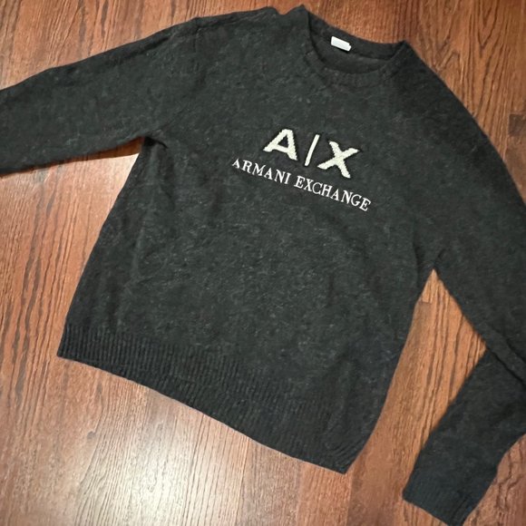 A|X Armani Exchange Pullover Crewneck Sweater with bold logo Gray - Picture 5 of 8